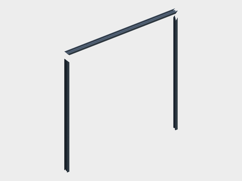 Стальная рама поставляется разобранной (два вертикальных и один горизонтальный профиль).